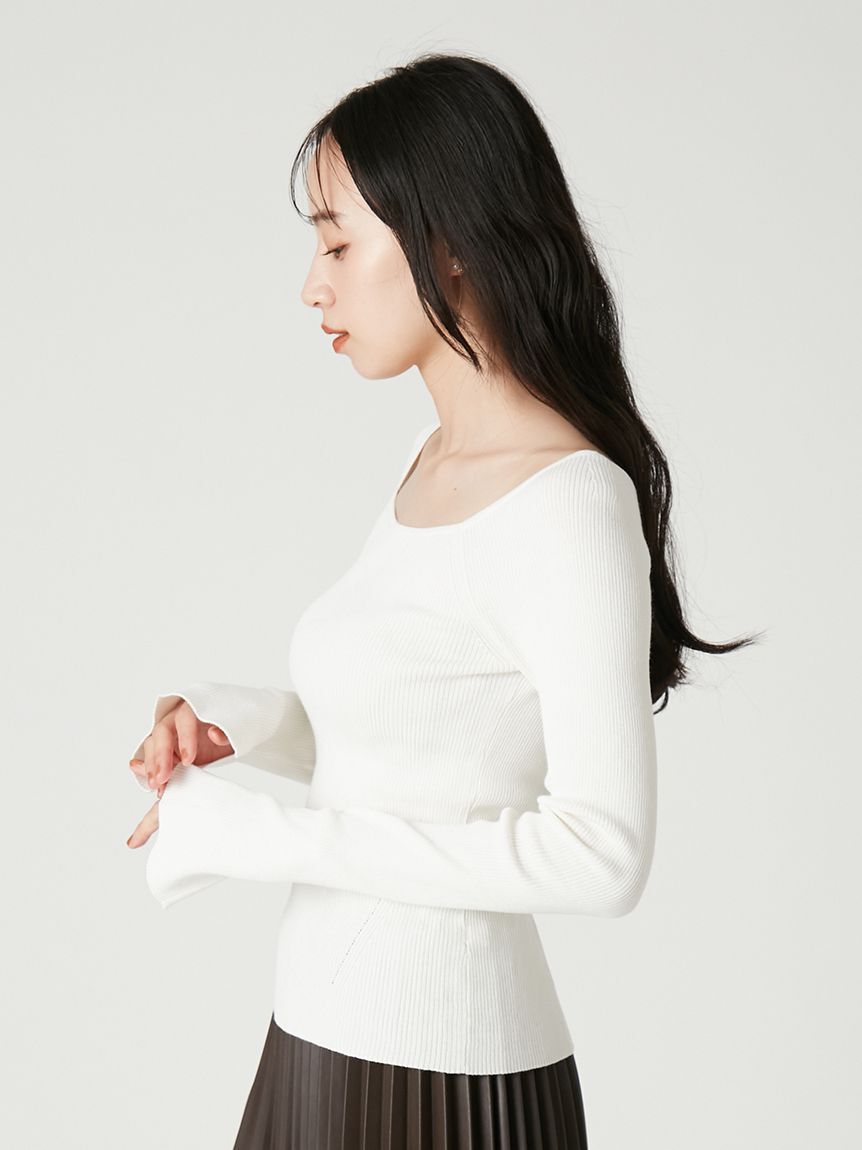 FRAY I.D「【ウォッシャブル】2wayシルクブレンドデコルテリブニット」|ニット・セーター|