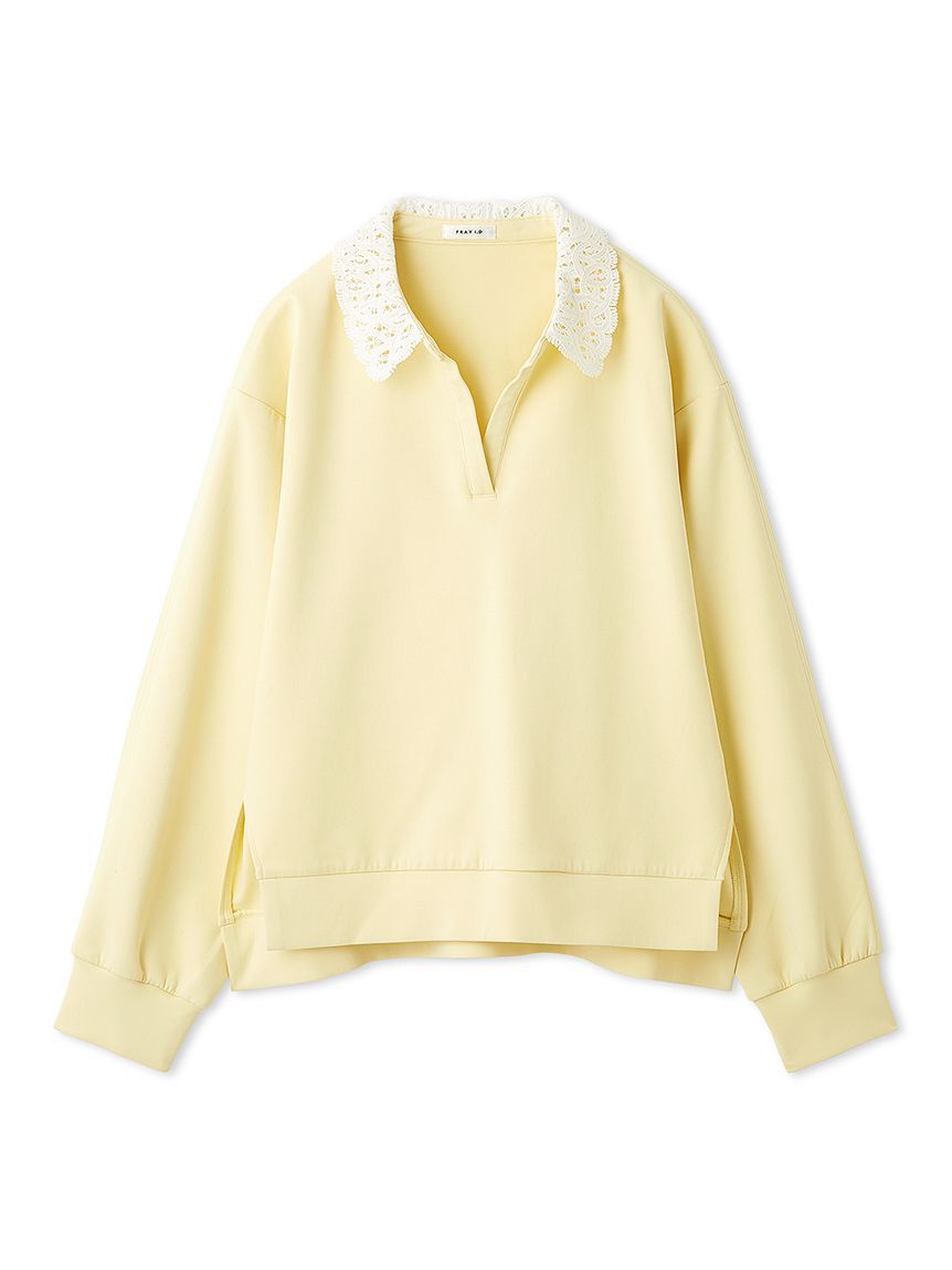 FRAY I.D「【WEB限定】【ウォッシャブル】レースカラーポンチスウェットプルオーバー」|Tシャツ・カットソー|YEL
