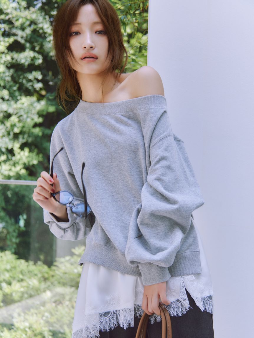 FRAY I.D「2wayレーストリムオフショルスウェット」|Tシャツ・カットソー|
