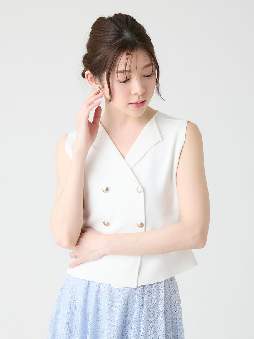 CELFORD「【洗える】【UVカット】ダブルブレストニットジレ」|ニット・セーター|OWHT