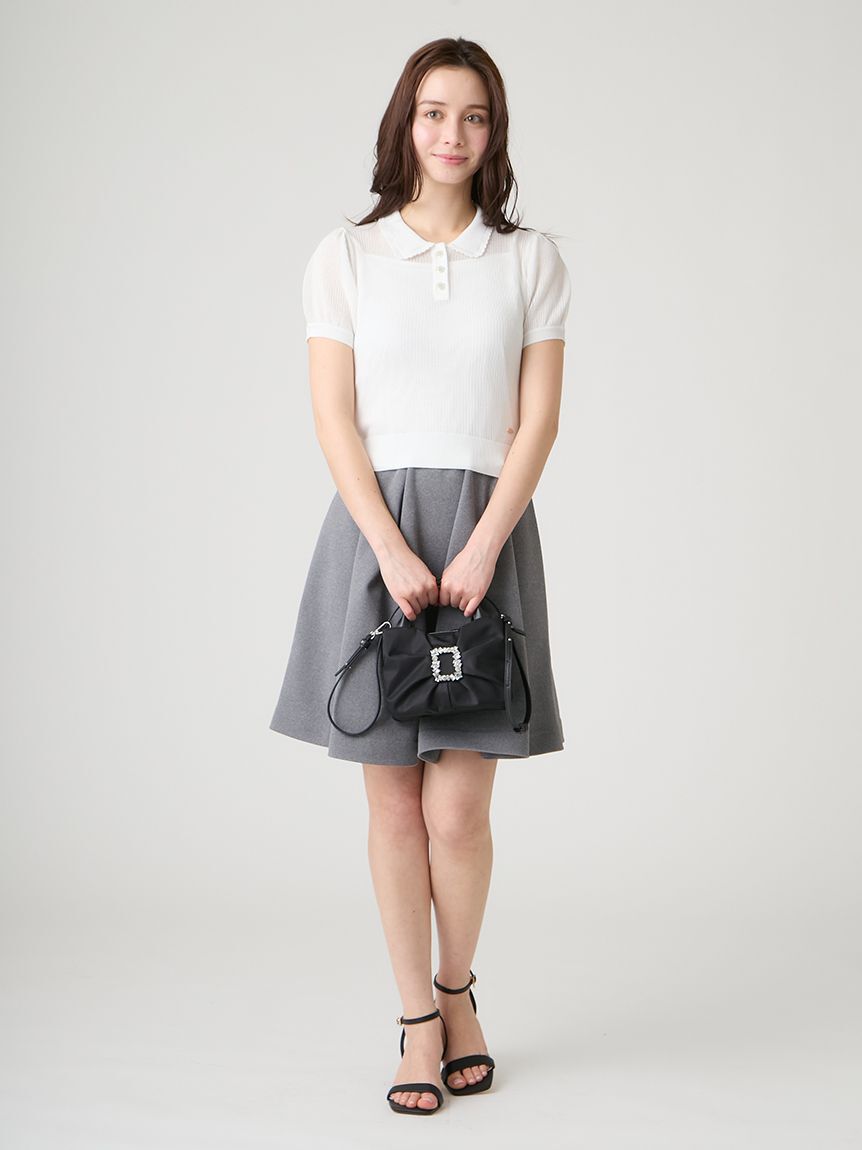 CELFORD「【洗える】【接触冷感】メッシュ編みポロニットプルオーバー」|ニット・セーター|