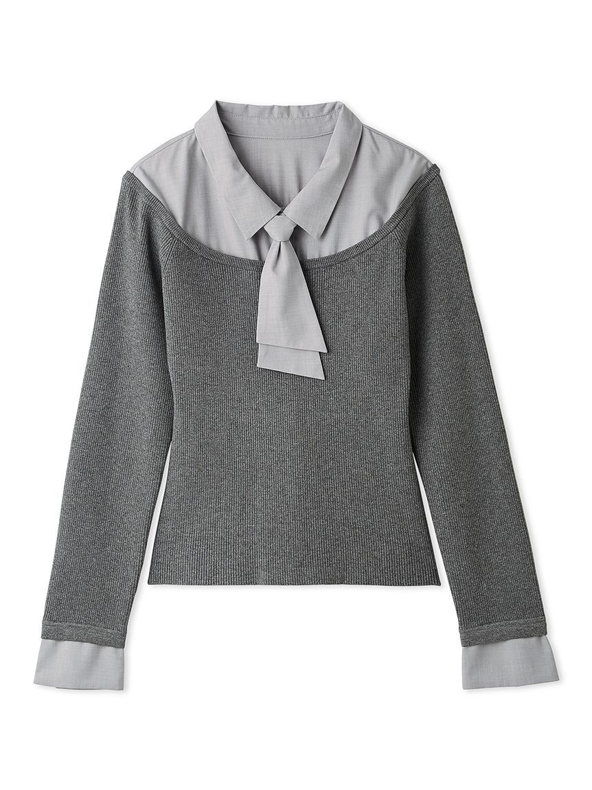 CELFORD「【洗える】シャツドッキングニットプルオーバー」|ニット・セーター|GRY