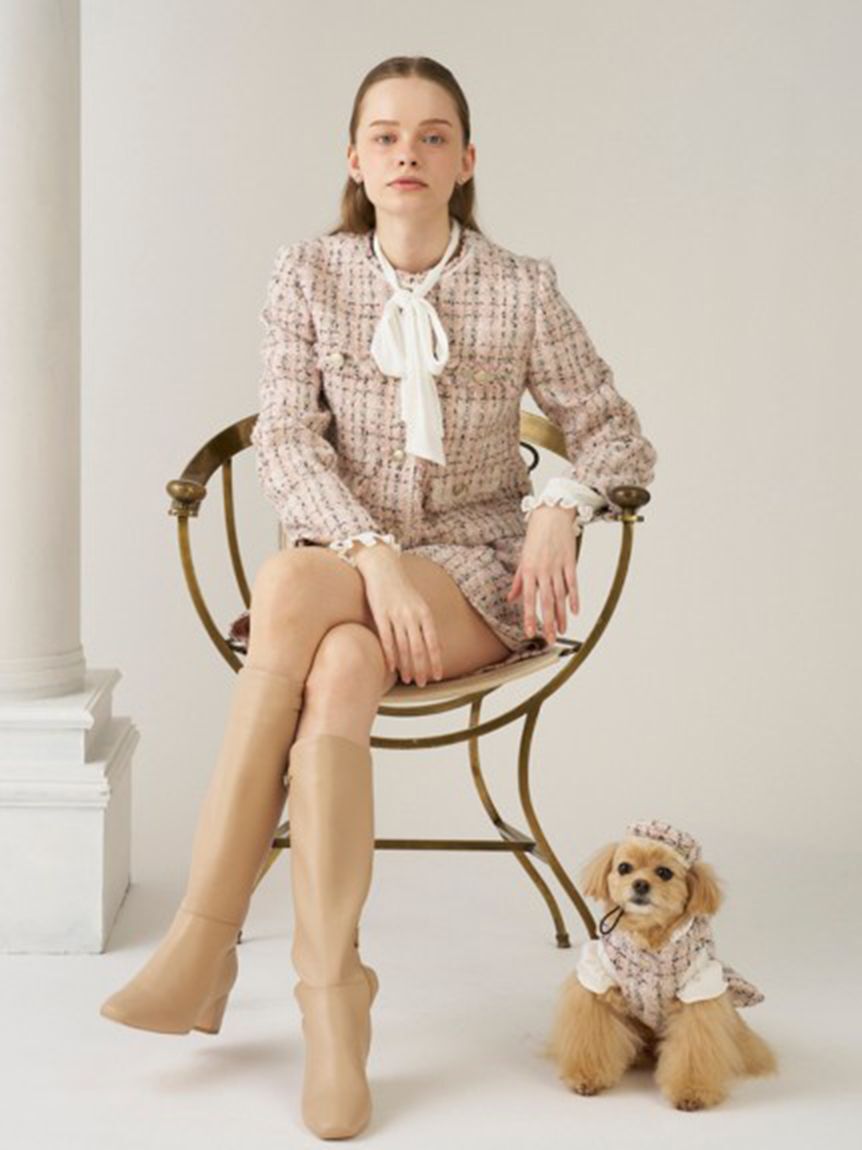 CELFORD「【洗える】【DOG&CAT】ツイードドッキングカットワンピース」|その他|
