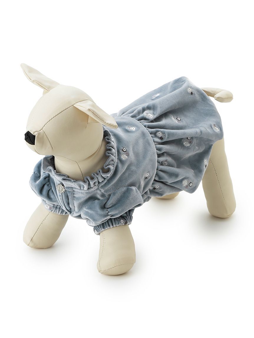 CELFORD「【洗える】【DOG&CAT】小花刺繍ベロアワンピース」|その他|