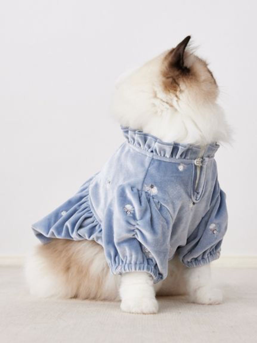 CELFORD「【洗える】【DOG&CAT】小花刺繍ベロアワンピース」|その他|