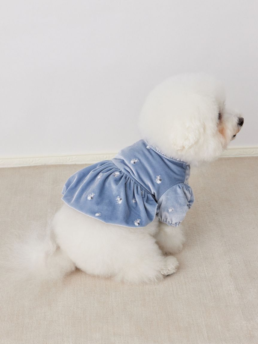 CELFORD「【洗える】【DOG&CAT】小花刺繍ベロアワンピース」|その他|