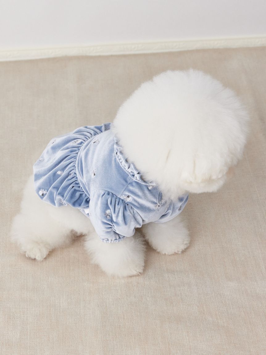 CELFORD「【洗える】【DOG&CAT】小花刺繍ベロアワンピース」|その他|LBLU