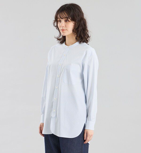 MACKINTOSH PHILOSOPHY「GREY LABEL ストライプバンドカラーシャツ」|シャツ・ブラウス|