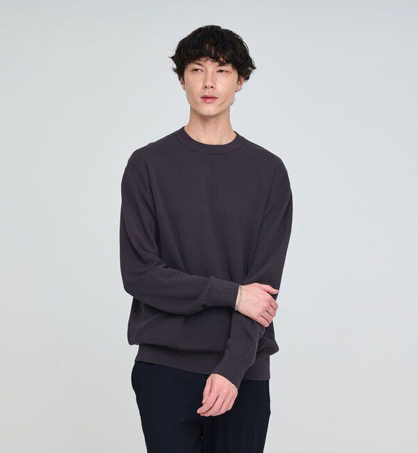 UNITED ARROWS green label relaxing「コットン カシミヤ ミラノリブ クルーネック ニット -ハンドウォッシャブル-」|ニット・セーター|DK.GRAY