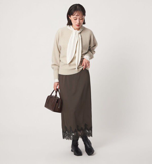 UNITED ARROWS green label relaxing「サテン スソレース ナロー タイト スカート」|スカート|