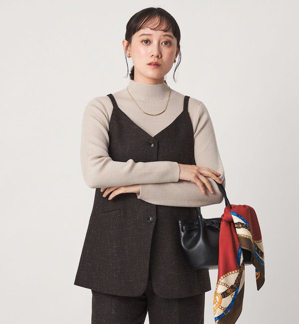 UNITED ARROWS green label relaxing「リブ ラメ ボトルネック ニット ウォッシャブル ナチュラル」|ニット・セーター|