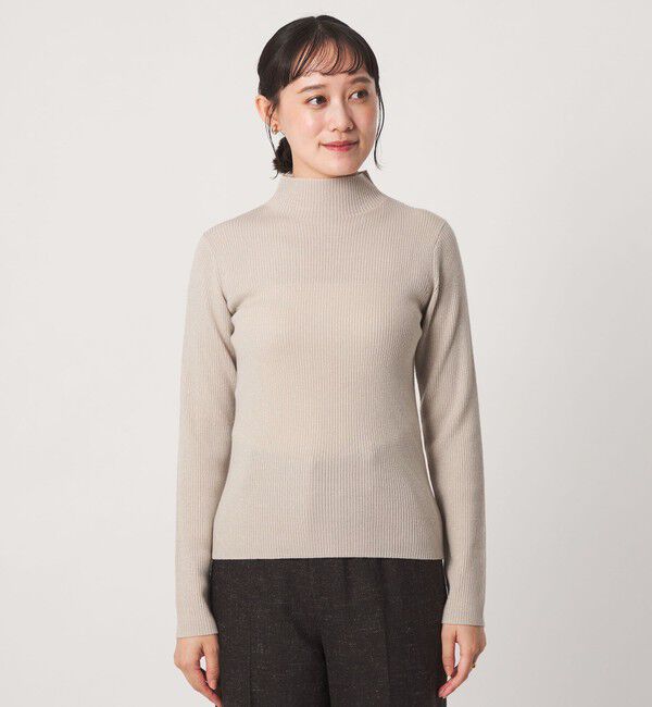 UNITED ARROWS green label relaxing「リブ ラメ ボトルネック ニット ウォッシャブル ナチュラル」|ニット・セーター|