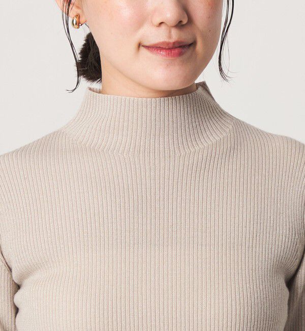 UNITED ARROWS green label relaxing「リブ ラメ ボトルネック ニット ウォッシャブル ナチュラル」|ニット・セーター|