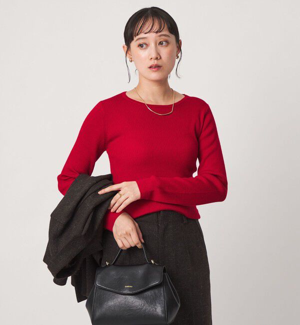 UNITED ARROWS green label relaxing「ウール リブ ボートネック ニット プルオーバー ウォッシャブル」|ニット・セーター|RED