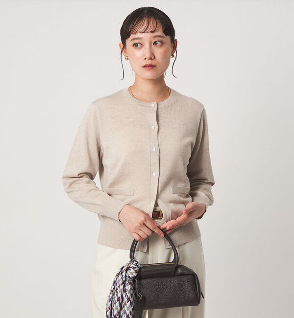 UNITED ARROWS green label relaxing「クルーネック ラメ カーディガン ウォッシャブル ナチュラル」|カーディガン|