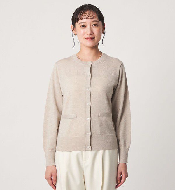 UNITED ARROWS green label relaxing「クルーネック ラメ カーディガン ウォッシャブル ナチュラル」|カーディガン|