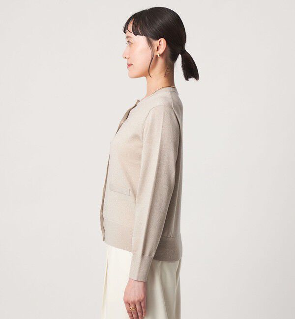 UNITED ARROWS green label relaxing「クルーネック ラメ カーディガン ウォッシャブル ナチュラル」|カーディガン|