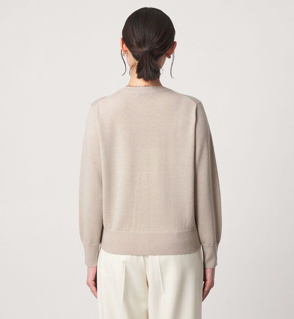 UNITED ARROWS green label relaxing「クルーネック ラメ カーディガン ウォッシャブル ナチュラル」|カーディガン|