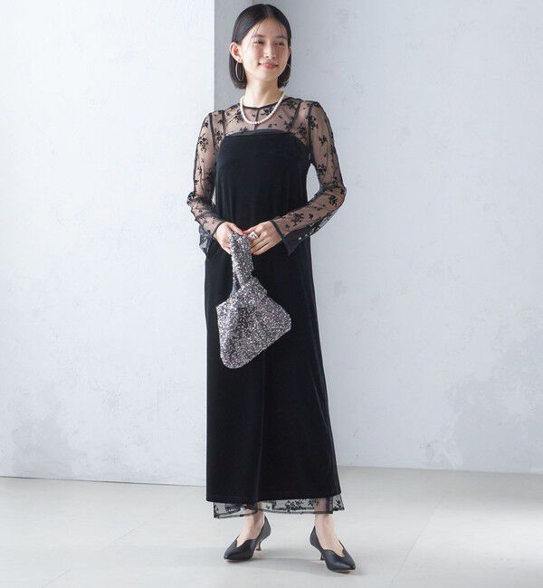 SHIPS for women「kaene:フロッキー レース ポリエステルベロア 2WAY ドレス（セレモニー対応可）」|ワンピース|