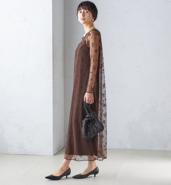 SHIPS for women「kaene:フロッキー レース ポリエステルベロア 2WAY ドレス（セレモニー対応可）」|ワンピース|