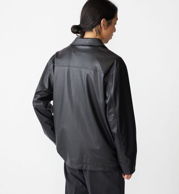 SHIPS「BENCH MARKING SHIRT: 合成皮革 カーコート」|ブルゾン・スタジャン|