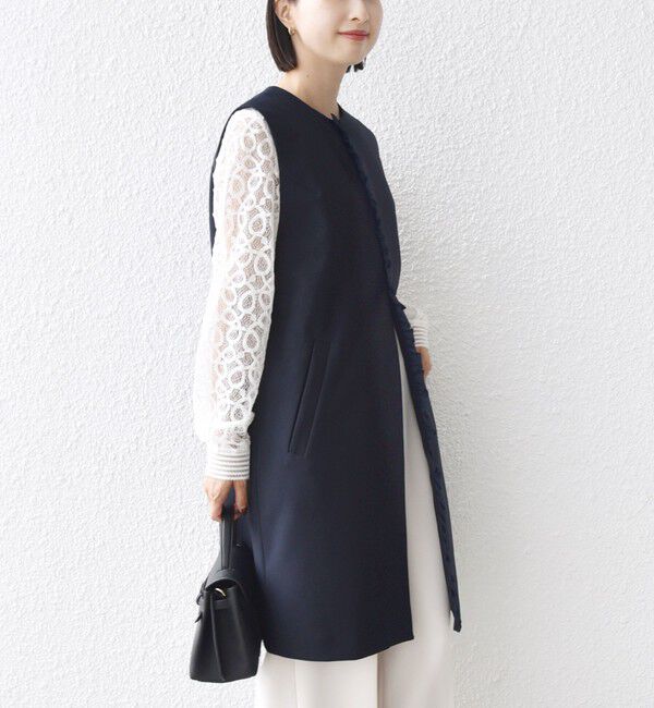SHIPS for women「【SHIPS別注】kaene:〈洗濯機可能〉ダンボール フリル ロング ジレ（セレモニー対応可）」|ベスト・ジレ|