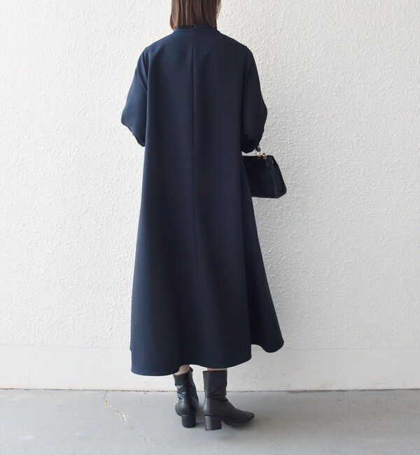 SHIPS any「〈洗濯機可能〉ダブルクロス フリル パフ スリーブ ワンピース［NAVY BLUE］」|ワンピース|