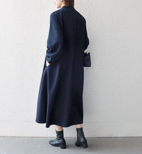 SHIPS any「〈洗濯機可能〉ダブルクロス フリル パフ スリーブ ワンピース［NAVY BLUE］」|ワンピース|