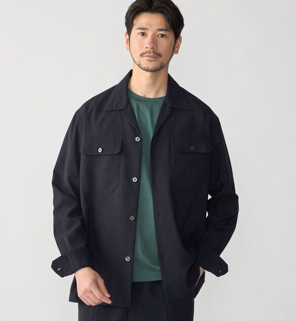 SHIPS「SHIPS:〈撥水/防しわ/洗濯機可能〉DOT AIR(R)オープンカラーシャツ(セットアップ対応)」|シャツ・ブラウス|