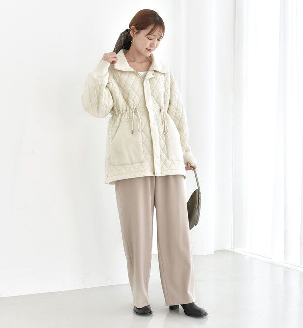 SHIPS for women「【WEB限定】ニットコンビ ドロスト キルティング ジャケット」|ブルゾン・スタジャン|