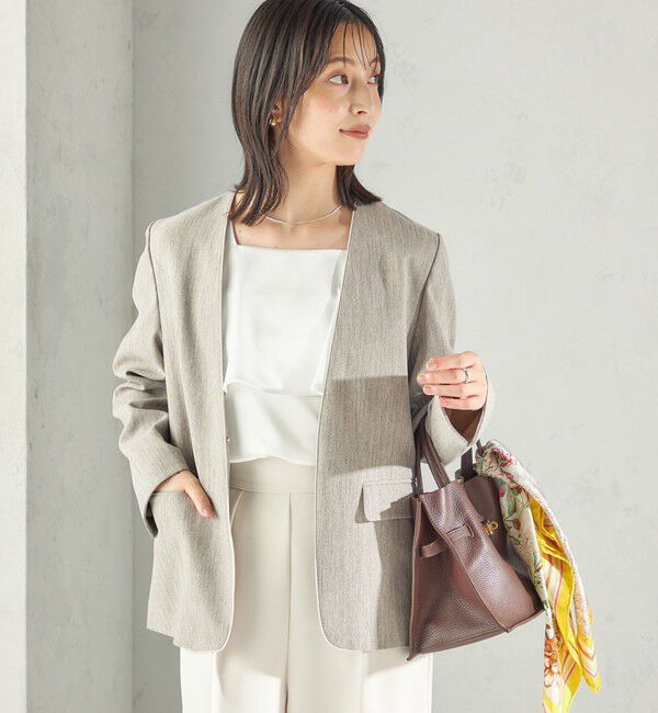 SHIPS for women「〈洗濯機可能〉FUNCTION ツイル ジャケット 26AW」|ノーカラージャケット|