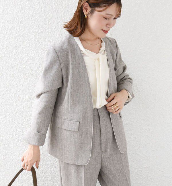 SHIPS for women「〈洗濯機可能〉FUNCTION ツイル ジャケット 26AW」|ノーカラージャケット|