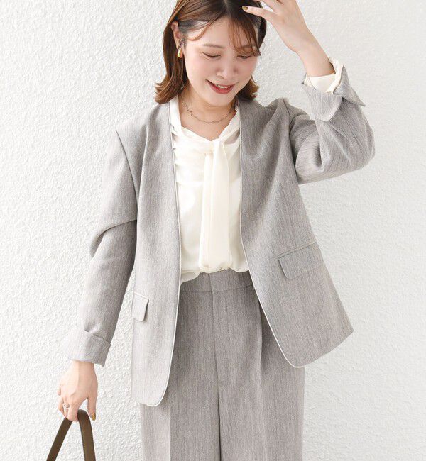 SHIPS for women「〈洗濯機可能〉FUNCTION ツイル ジャケット 26AW」|ノーカラージャケット|