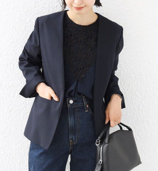 SHIPS for women「〈洗濯機可能〉FUNCTION ツイル ジャケット 26AW」|ノーカラージャケット|