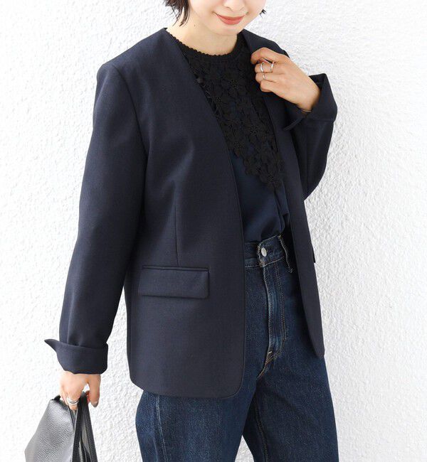 SHIPS for women「〈洗濯機可能〉FUNCTION ツイル ジャケット 26AW」|ノーカラージャケット|