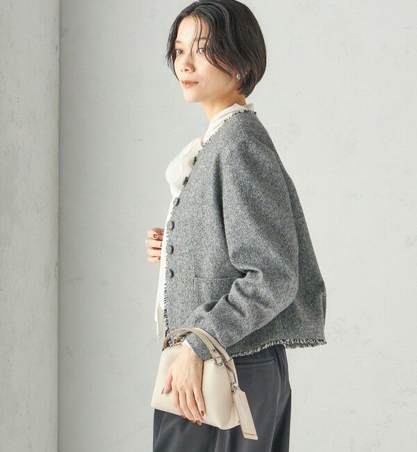 SHIPS for women「《予約》ライト ツイード ノーカラー ジャケット」|ノーカラージャケット|