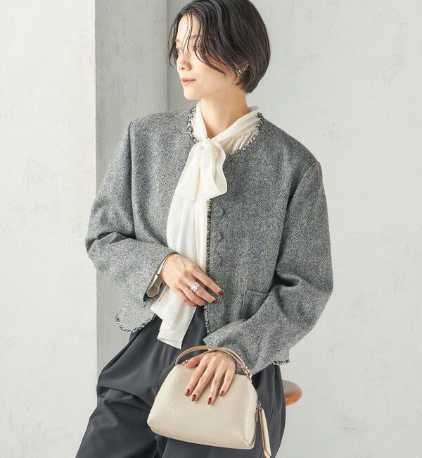 SHIPS for women「《予約》ライト ツイード ノーカラー ジャケット」|ノーカラージャケット|