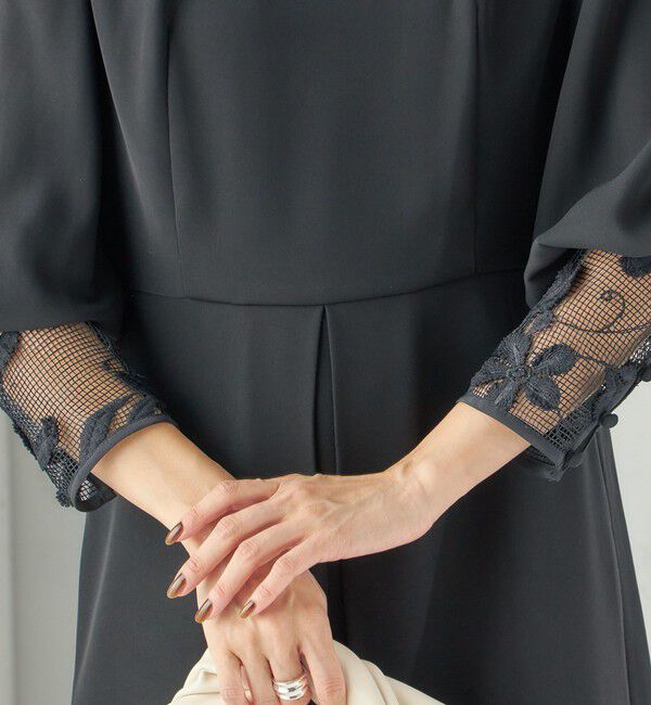 SHIPS for women「【SHIPS別注】kaene:〈洗濯機可能〉袖 レース フロント タック ワンピース（セレモニー対応可）」|ワンピース|