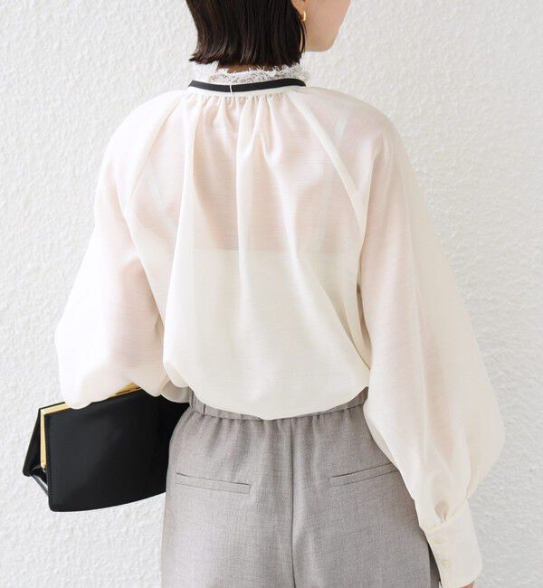 SHIPS for women「【SHIPS別注】troisiemeCHACO:〈手洗い可能〉レース リボン ブラウス（セレモニー対応可）」|シャツ・ブラウス|