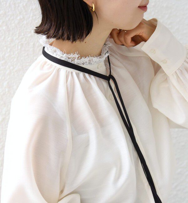 SHIPS for women「【SHIPS別注】troisiemeCHACO:〈手洗い可能〉レース リボン ブラウス（セレモニー対応可）」|シャツ・ブラウス|