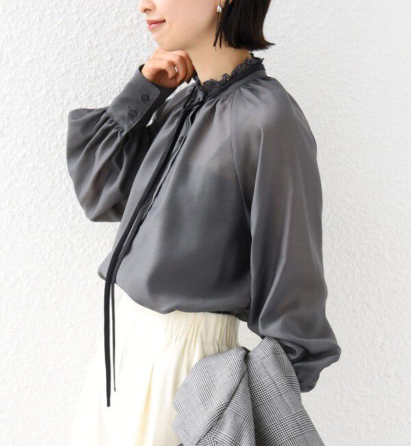SHIPS for women「【SHIPS別注】troisiemeCHACO:〈手洗い可能〉レース リボン ブラウス（セレモニー対応可）」|シャツ・ブラウス|