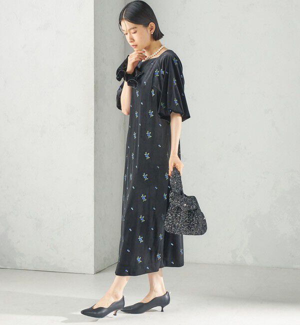SHIPS for women「【SHIPS別注】troisiemeCHACO: ポリエステル ベロア ワンピース」|ワンピース|