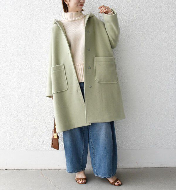 SHIPS any「《予約》PURE WOOL ロング フーディー コート」|その他|グリーン