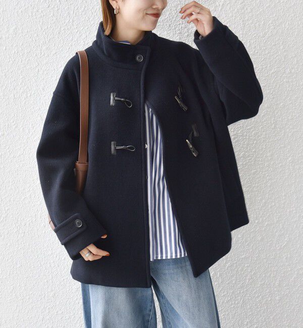 SHIPS any「《予約》カシミヤ ミックス スタンドカラー ショート ダッフル コート」|ダッフルコート|
