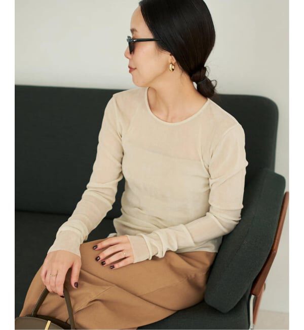 Plage「《追加》Flocky Mesh ロンT」|Tシャツ・カットソー|ベージュ A