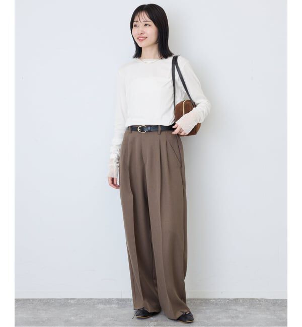 SLOBE IENA「《追加》レイヤードジャガードドットスリーブロンTEE」|Tシャツ・カットソー|