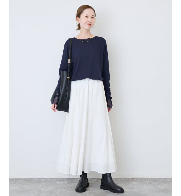 SLOBE IENA「《追加》レイヤードジャガードドットスリーブロンTEE」|Tシャツ・カットソー|