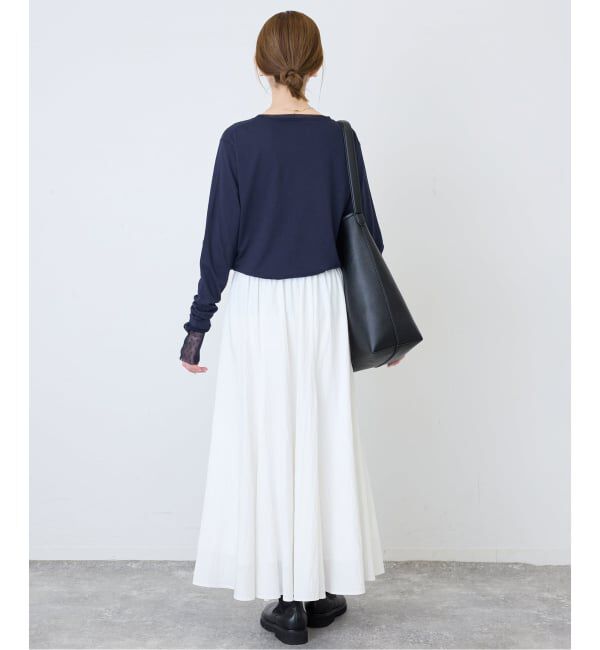 SLOBE IENA「《追加》レイヤードジャガードドットスリーブロンTEE」|Tシャツ・カットソー|