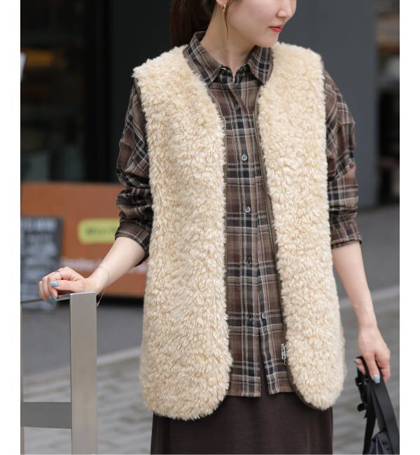 JOURNAL STANDARD relume「《追加 / 新色》シープフェイクファージップベスト」|ダウンベスト・ベスト|ベージュ