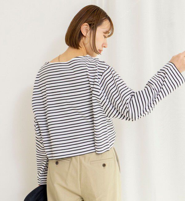 NOLLEY'S「【nolnol/ノルノル】ウォッシャブルシルケットボーダーショートT」|Tシャツ・カットソー|